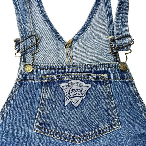 Vintage Guess Baby 100% Cotton Denim Shortalls Overalls Kids Size 7Y - Picture 2 of 10